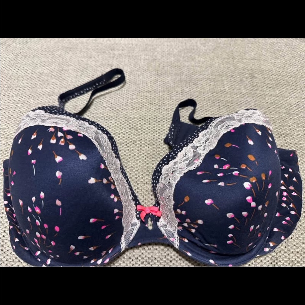 Victoria's Secret Navy and Pink Floral Bra